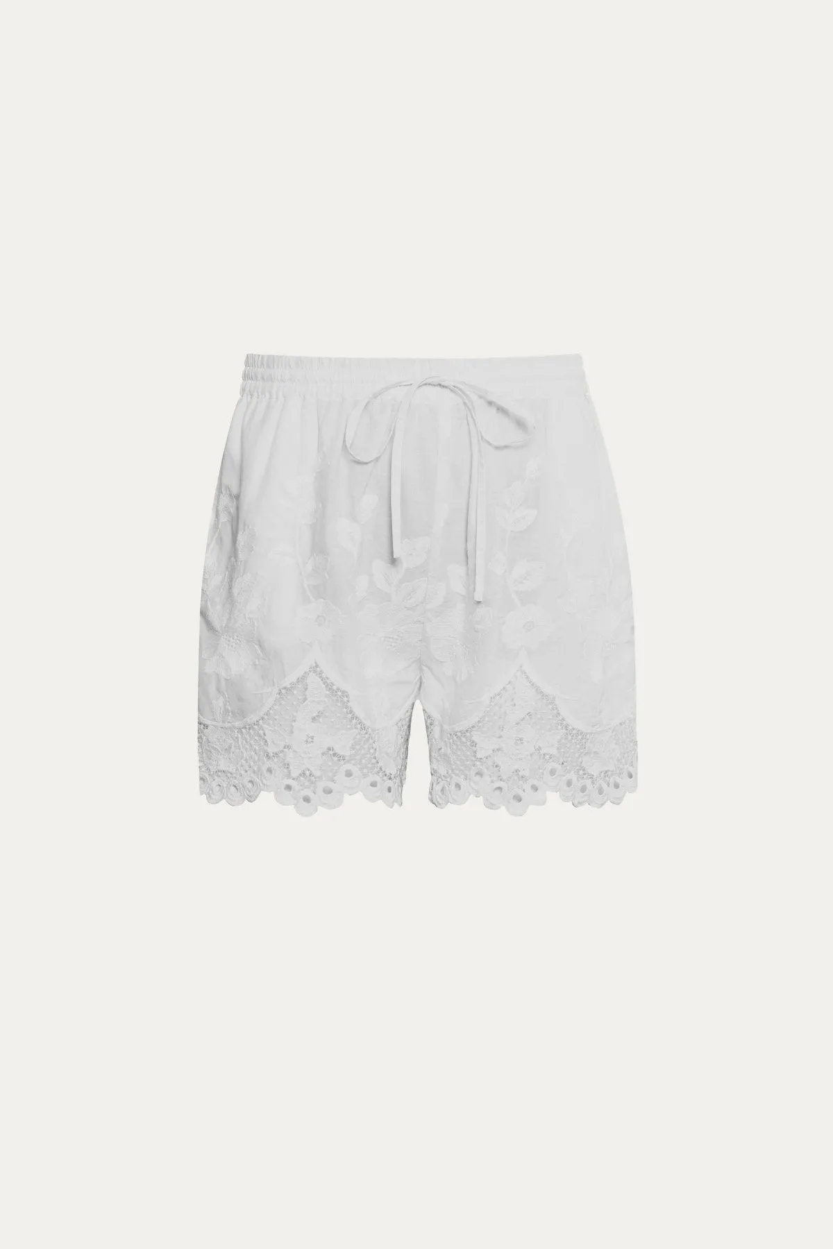 Flora Short - White Beachside Broderie