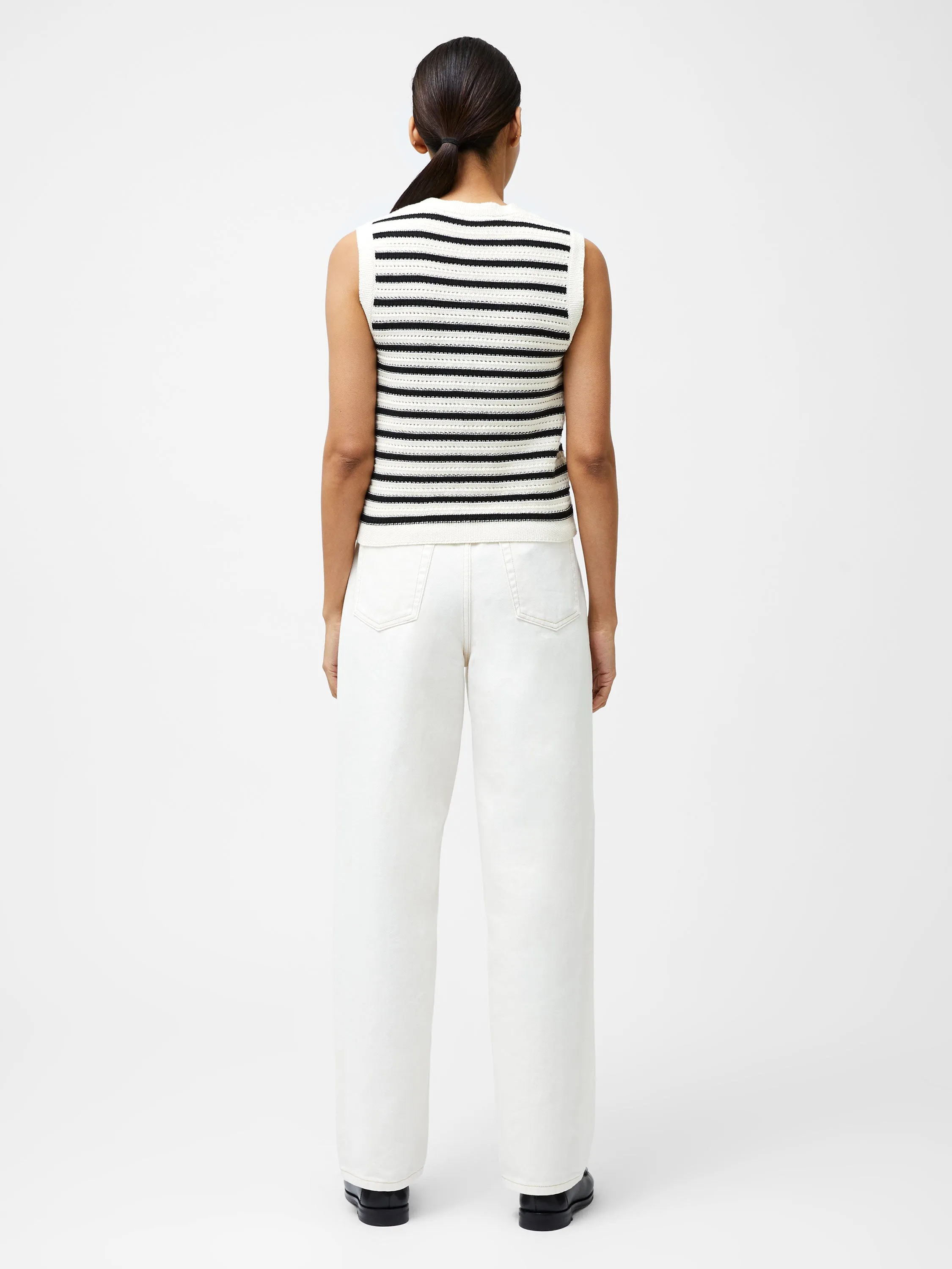 French Connection Lumi Mozart Knit Waistcoat in Summer White - 78YCD