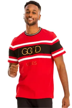 Good Vibes 3D Design Print Gold Foil 2XL