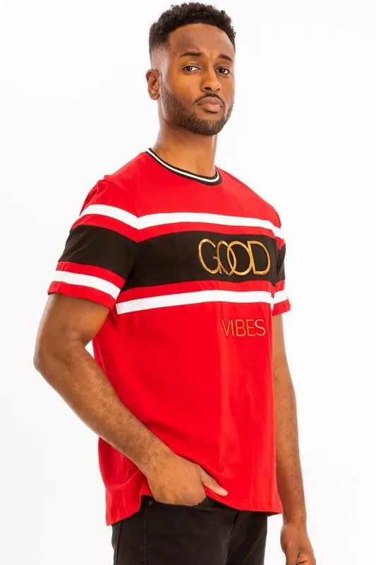 Good Vibes 3D Design Print Gold Foil 2XL