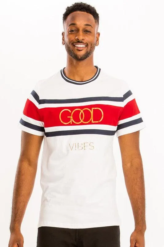 Good Vibes 3D Design Print Gold Foil 2XL