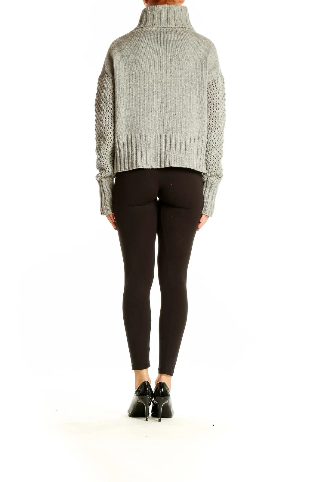 Gray Cashmere Blend Turtleneck Sweater