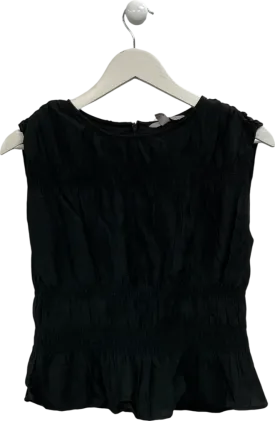 H&M Black Shirred Sleeveless Top UK XS