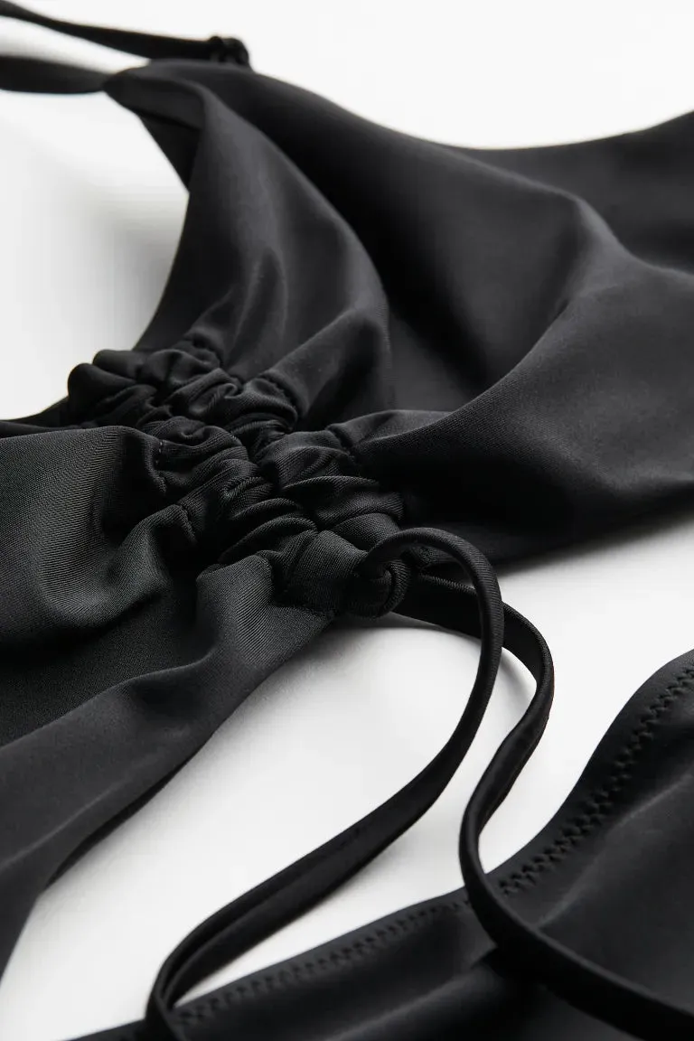 H&M  High-waisted swimsuit with drawstring, black