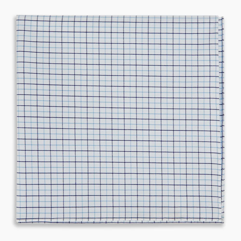 Hand Rolled Blue Double Graph Check Handkerchief