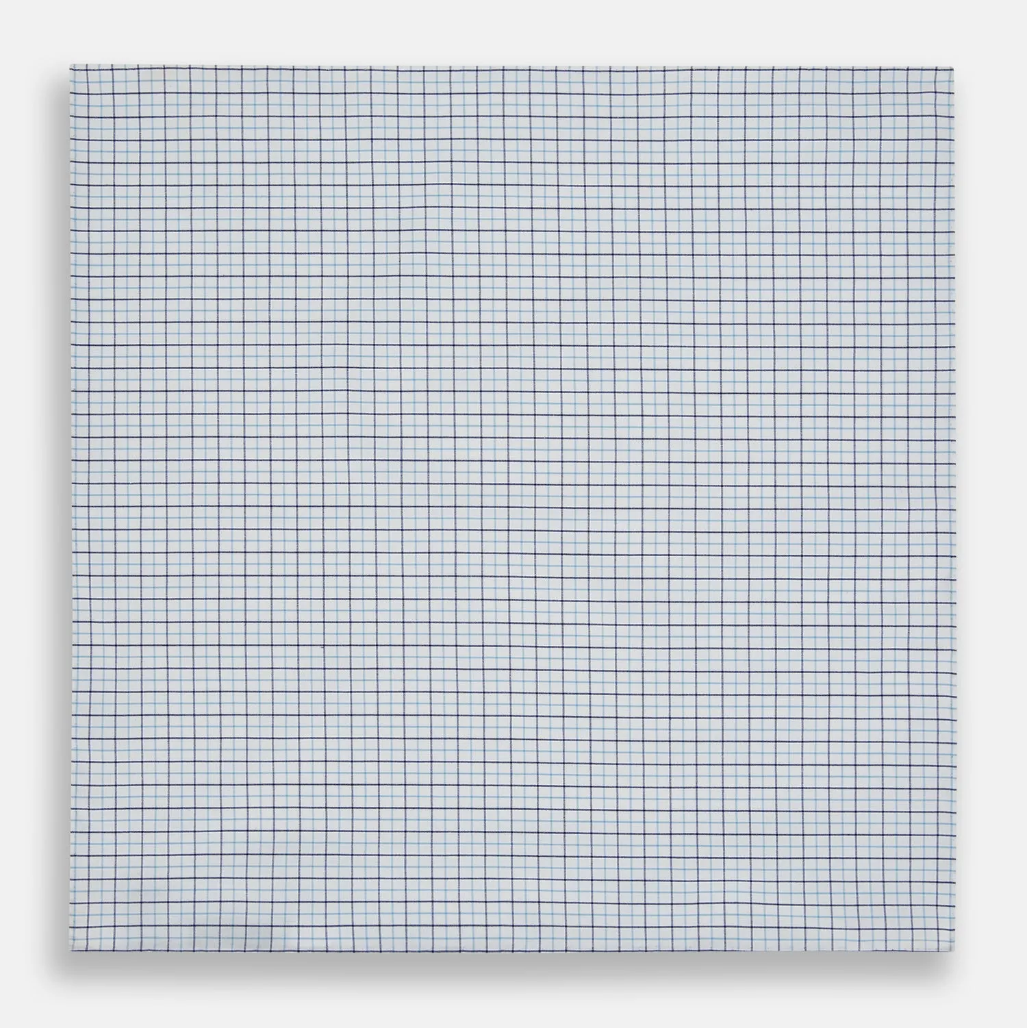 Hand Rolled Blue Double Graph Check Handkerchief