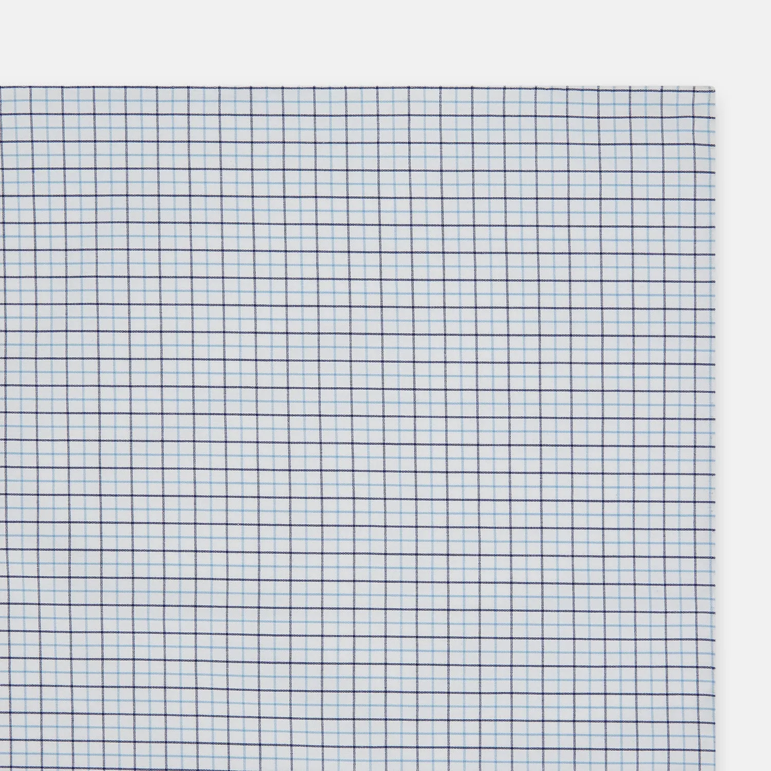 Hand Rolled Blue Double Graph Check Handkerchief