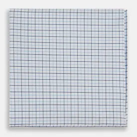 Hand Rolled Blue Double Graph Check Handkerchief