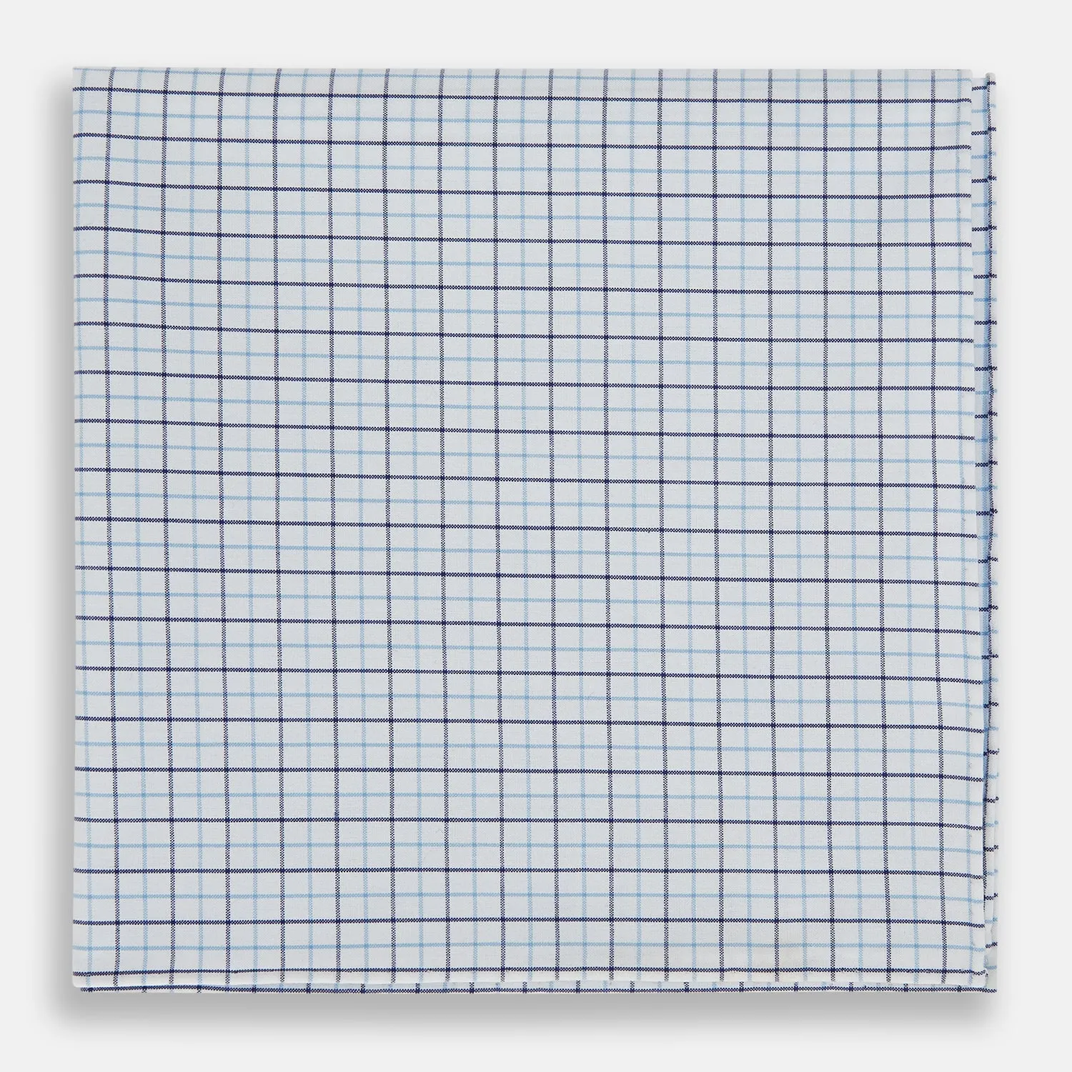 Hand Rolled Blue Double Graph Check Handkerchief