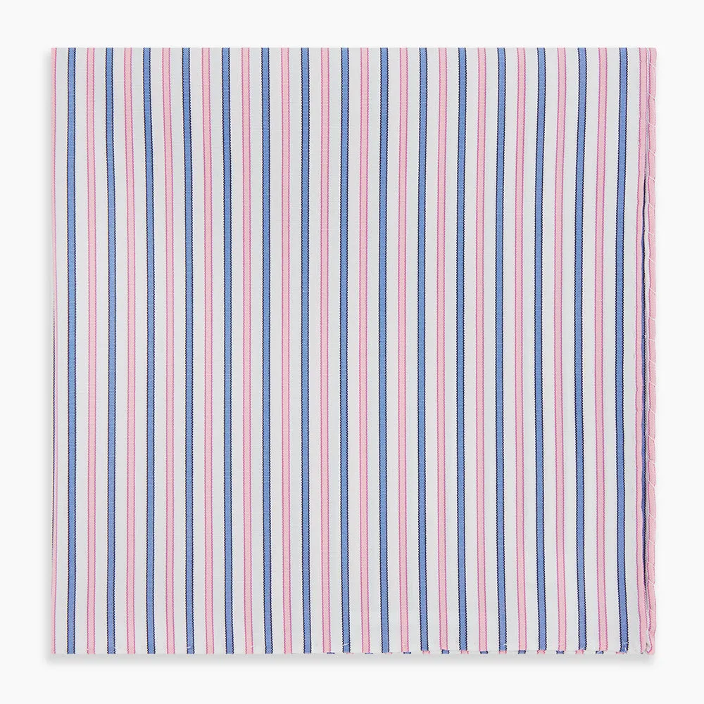 Hand Rolled Pink and Blue Track Stripe Handkerchief