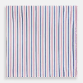 Hand Rolled Pink and Blue Track Stripe Handkerchief