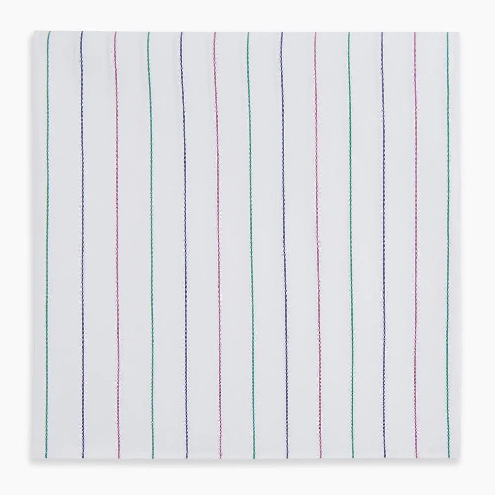 Hand Rolled Pink and Green Pinstripe Handkerchief