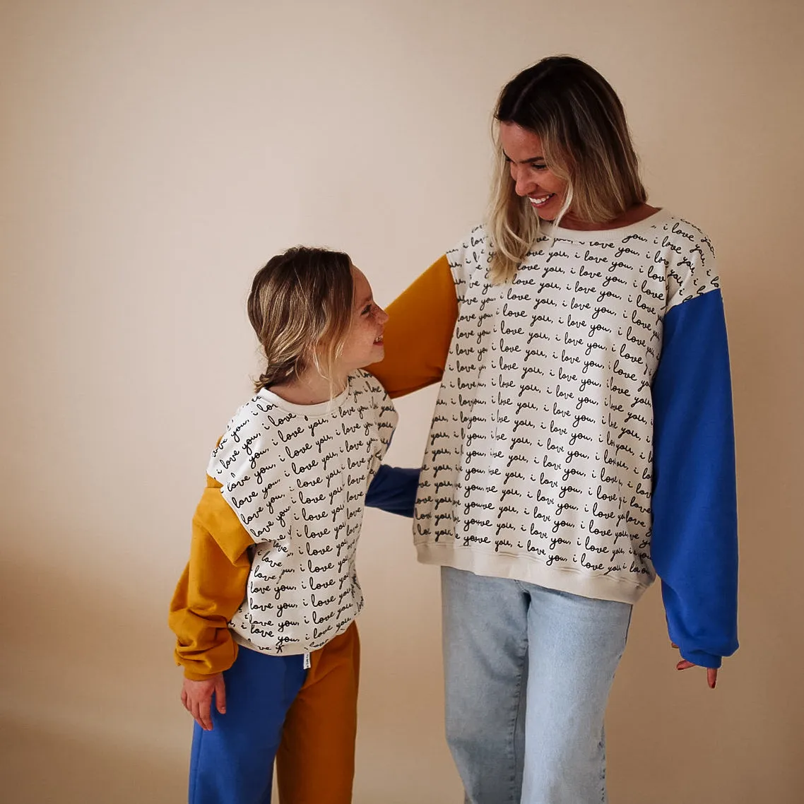 I LOVE YOU - Yellow & Blue | Oversized Kids Drop Shoulder  Pullover