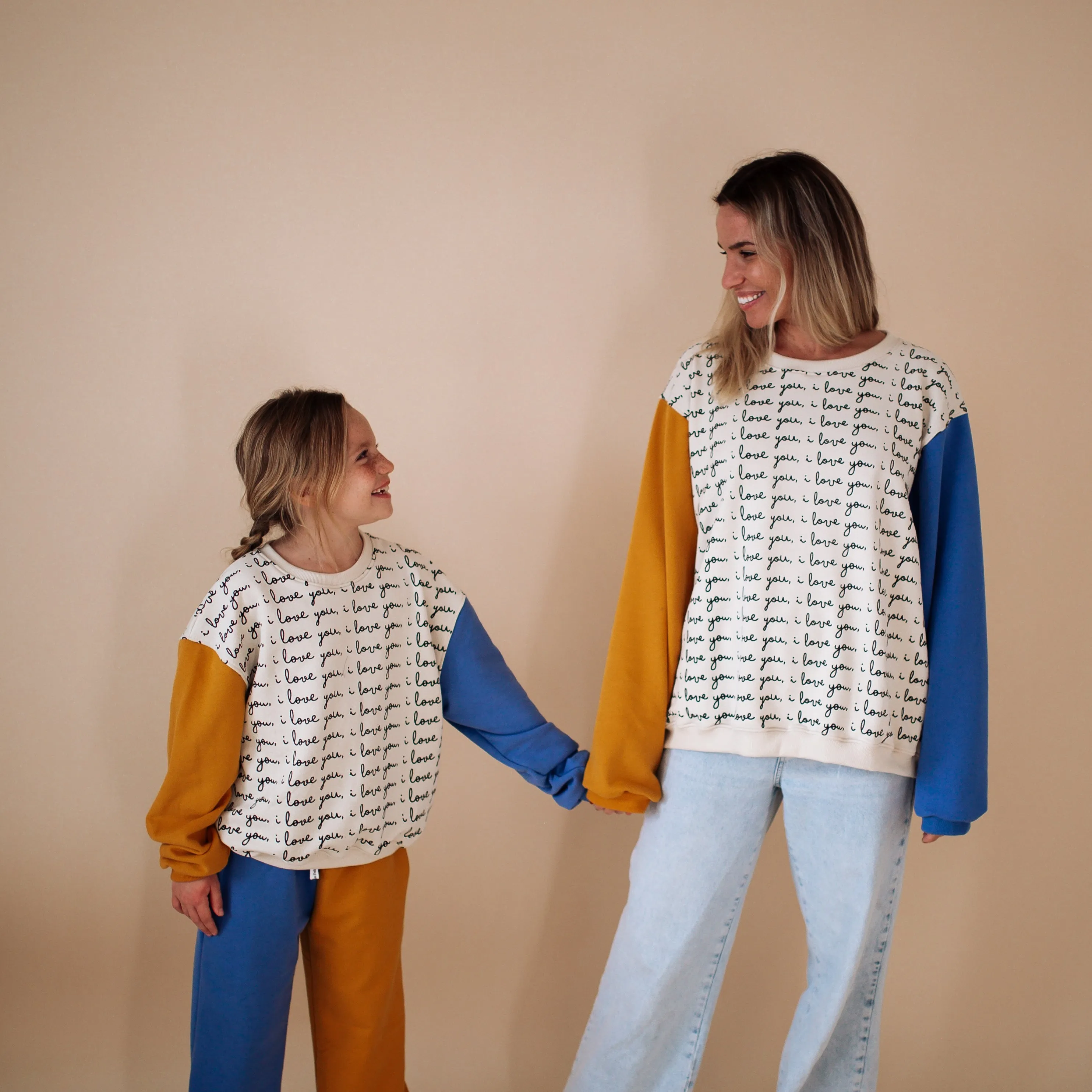 I LOVE YOU - Yellow & Blue | Oversized Kids Drop Shoulder  Pullover