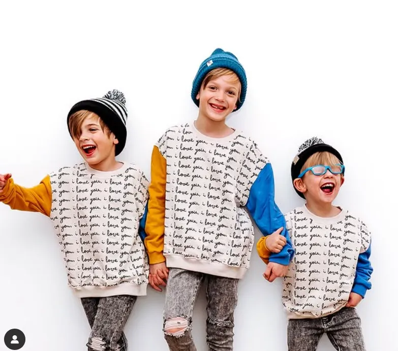 I LOVE YOU - Yellow & Blue | Oversized Kids Drop Shoulder  Pullover