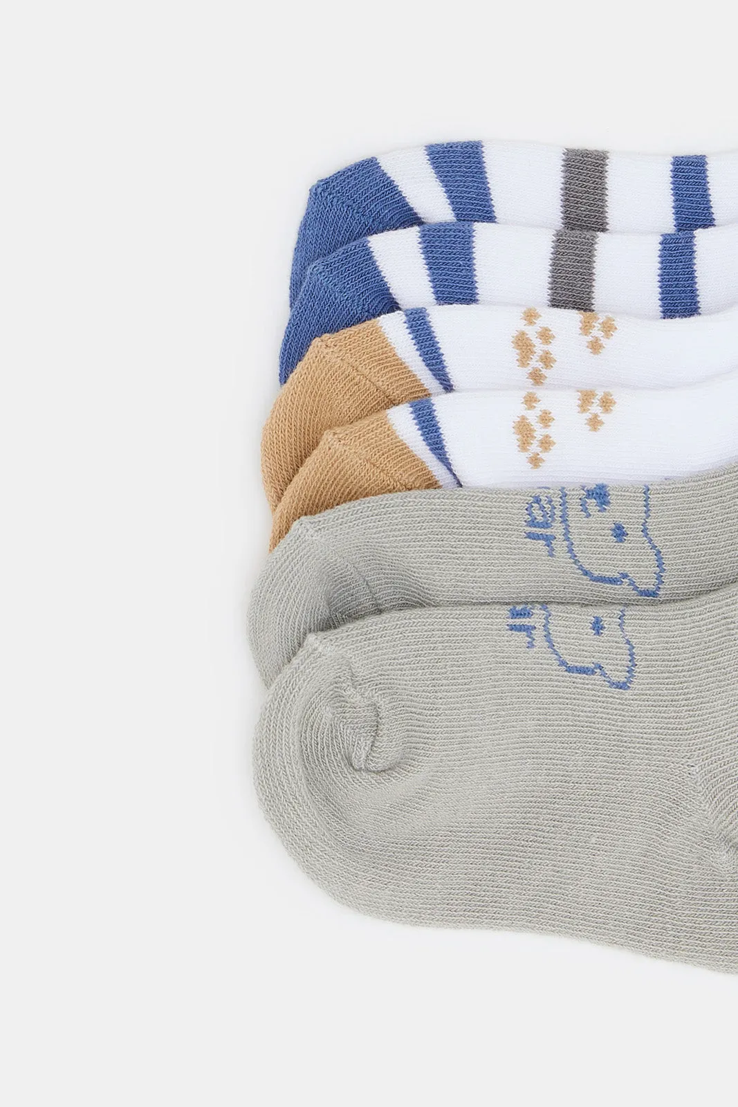 Infant Boys Assorted Print Ankle Length Socks (3 Pairs)