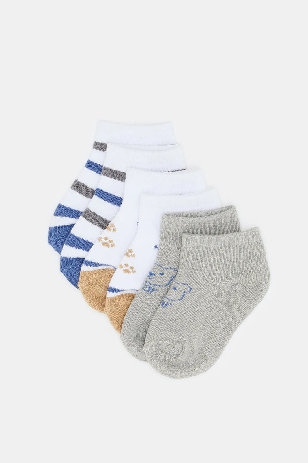 Infant Boys Assorted Print Ankle Length Socks (3 Pairs)