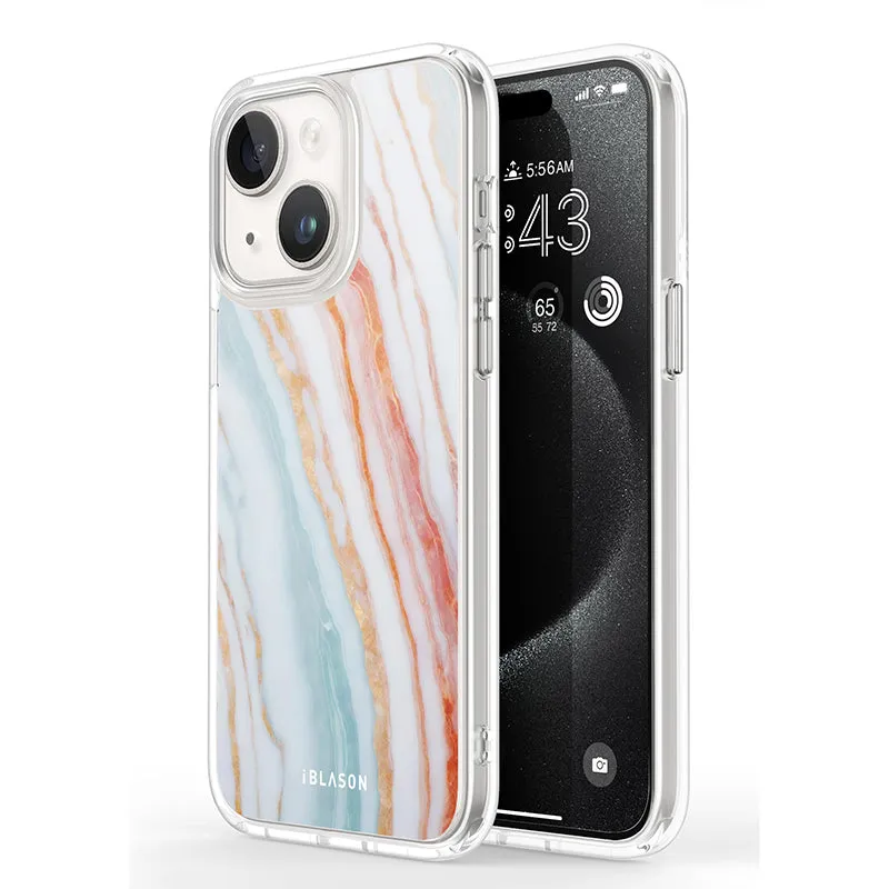iPhone 14 Halo MagSafe Cute Phone Case - Marble Rainbow