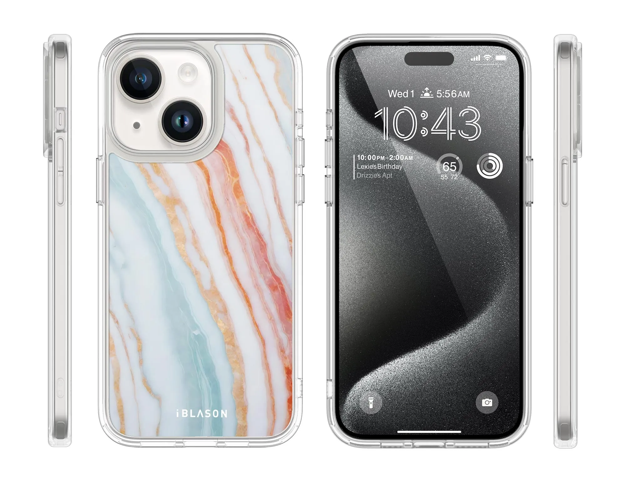 iPhone 14 Halo MagSafe Cute Phone Case - Marble Rainbow