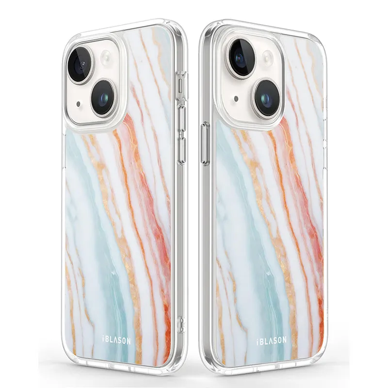 iPhone 14 Halo MagSafe Cute Phone Case - Marble Rainbow