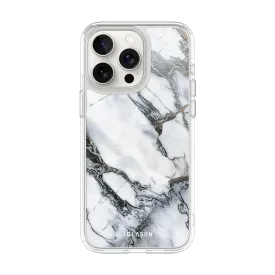 iPhone 15 Pro Halo MagSafe Cute Phone Case - White Marble