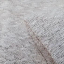 Ivana - ivory/silver Shimmer - slub yarn knit fabric - sold by 1/2mtr
