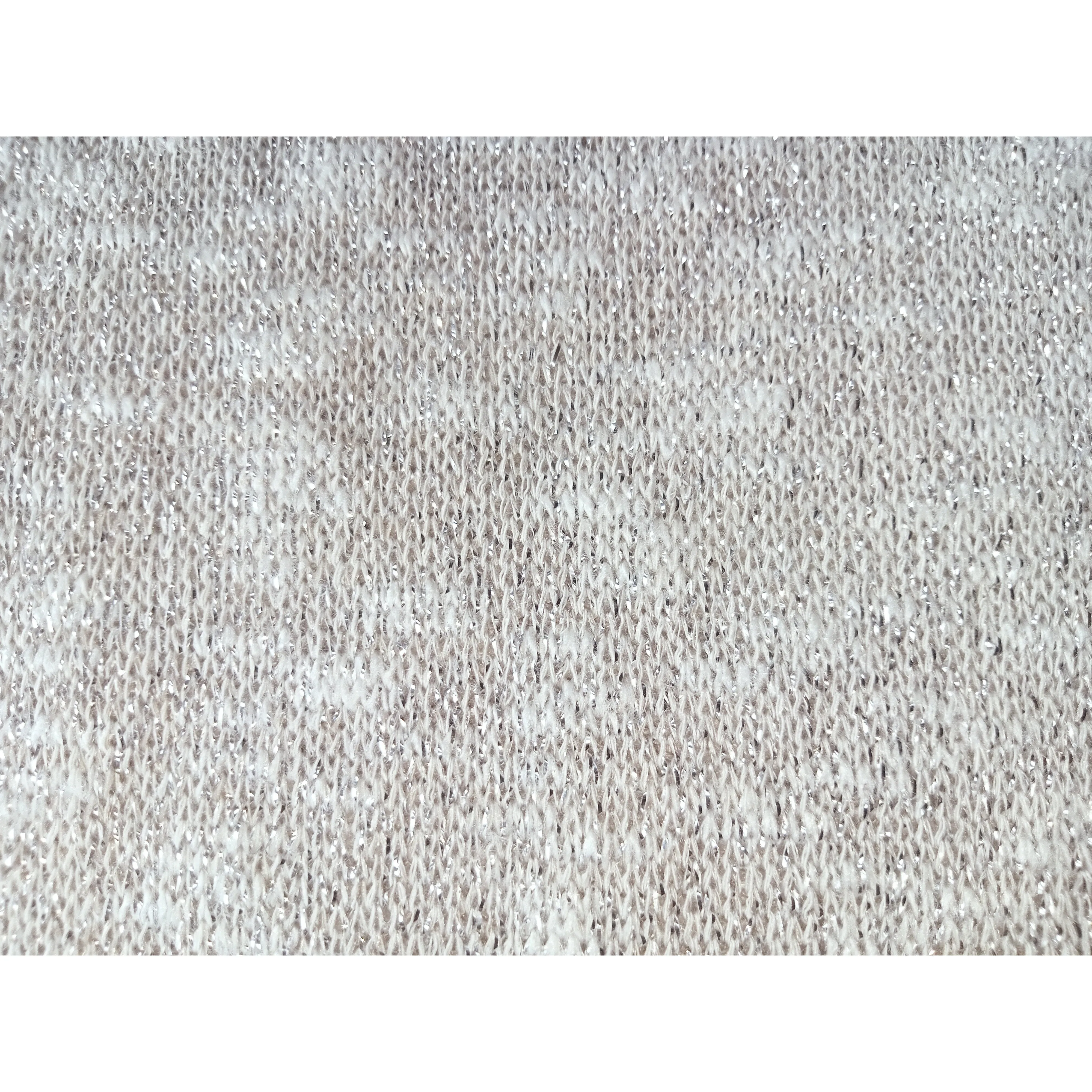 Ivana - ivory/silver Shimmer - slub yarn knit fabric - sold by 1/2mtr