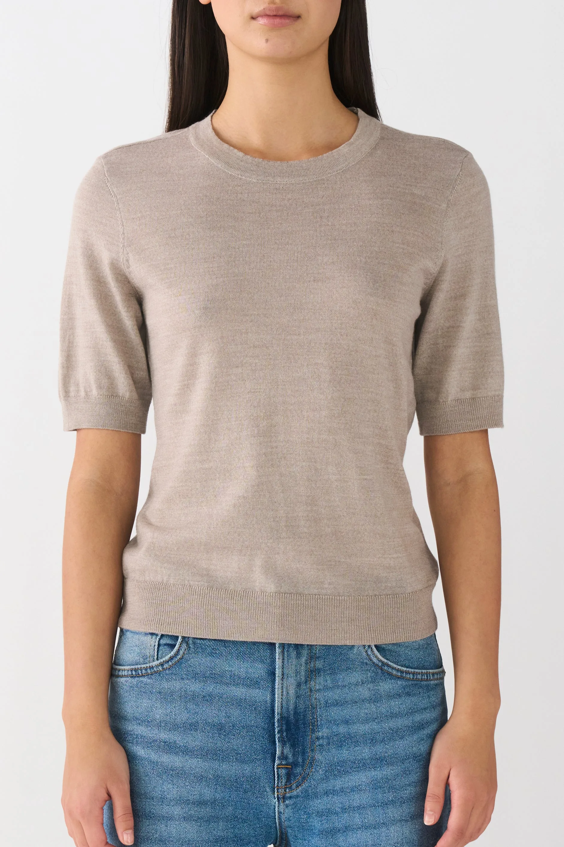IVY-Essex SS O-neck Knit - Beige Melange