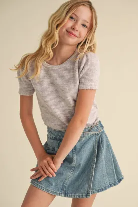 Julie Crop Puff Sleeve Sweater