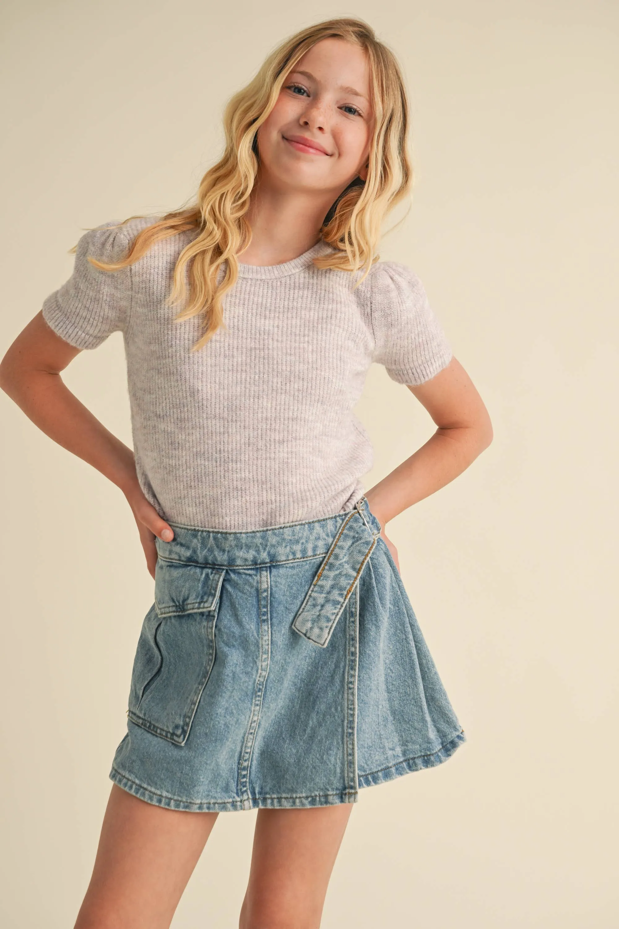 Julie Crop Puff Sleeve Sweater