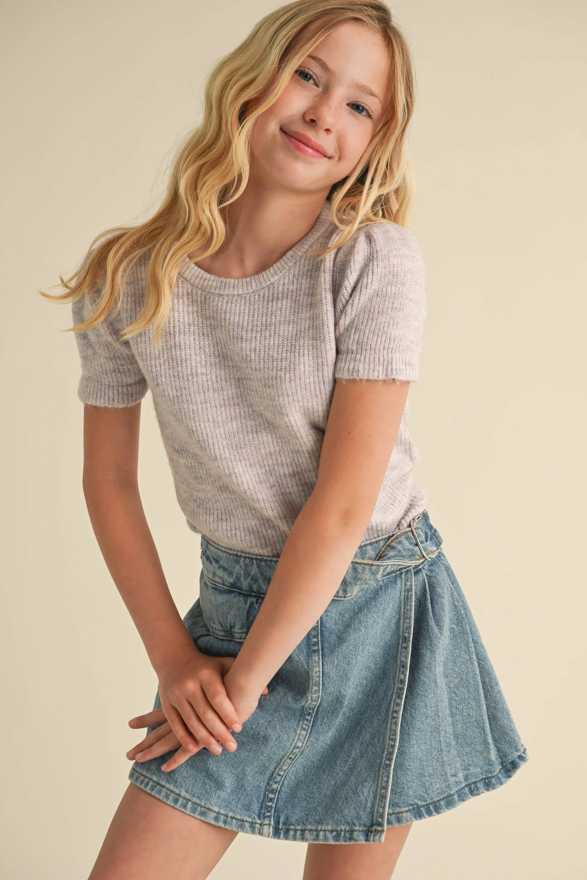 Julie Crop Puff Sleeve Sweater