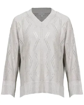 Kinross Cashmere Openwork Vee Neck Pullover