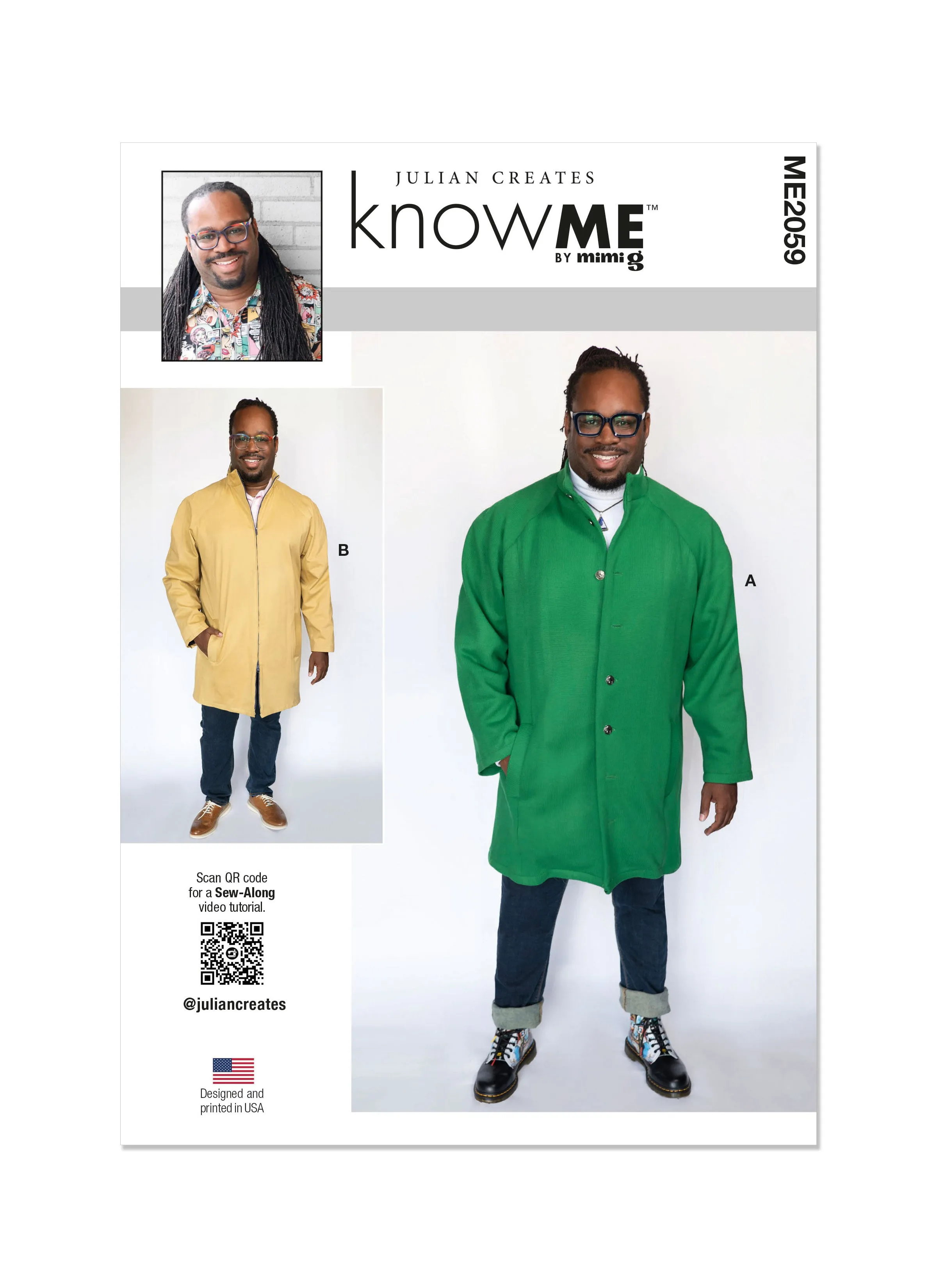 Know Me sewing pattern 2059 Men's Coat by Julian Creates