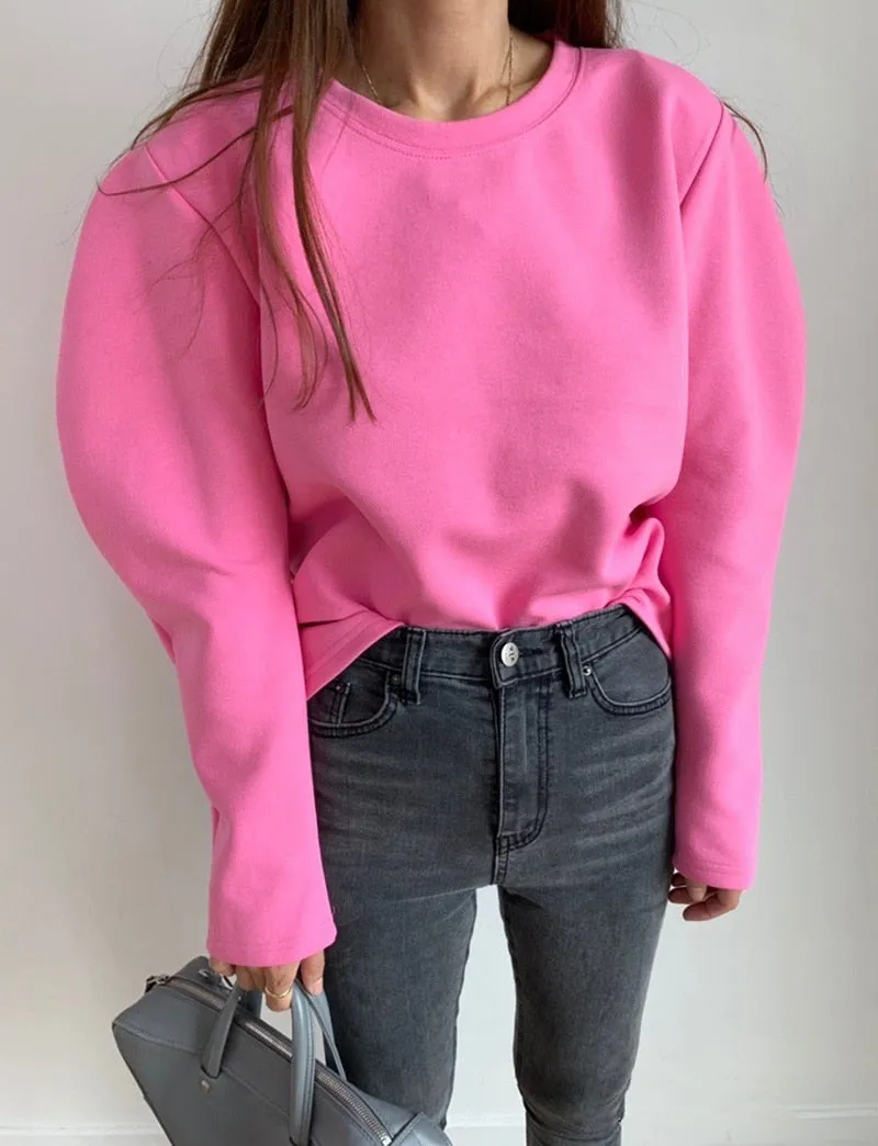[Korean Style] Half Moon Sleeve Cotton Long Sleeve T-shirt