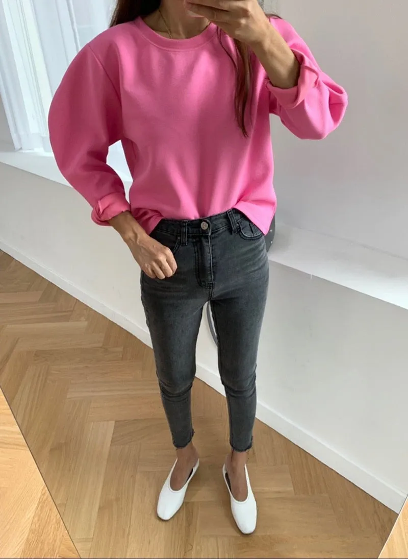 [Korean Style] Half Moon Sleeve Cotton Long Sleeve T-shirt