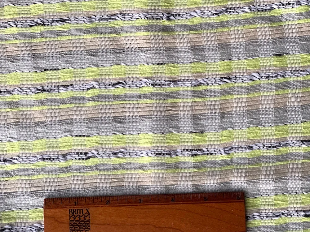 Lemon Chiffon Jaspe-Inspired Stripe Blend Bouclé  (Made in Italy)