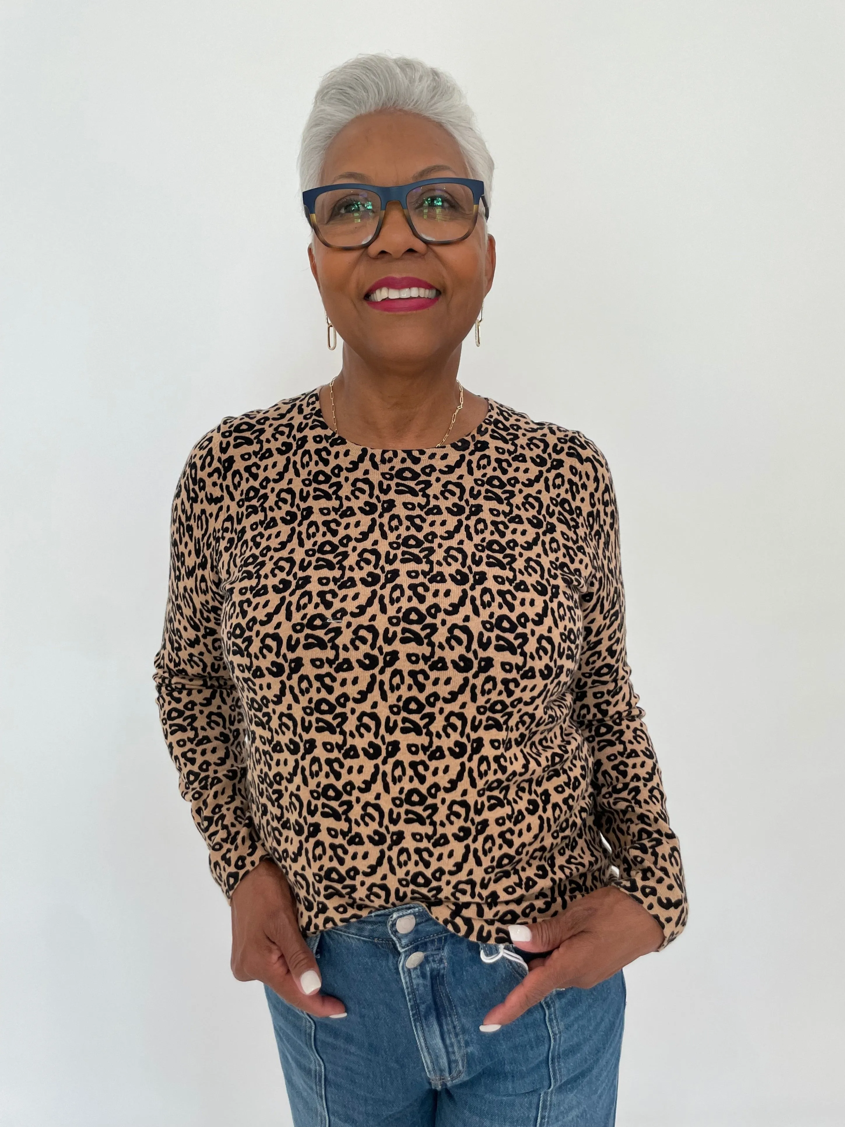 Leopard Print Crew Sweater