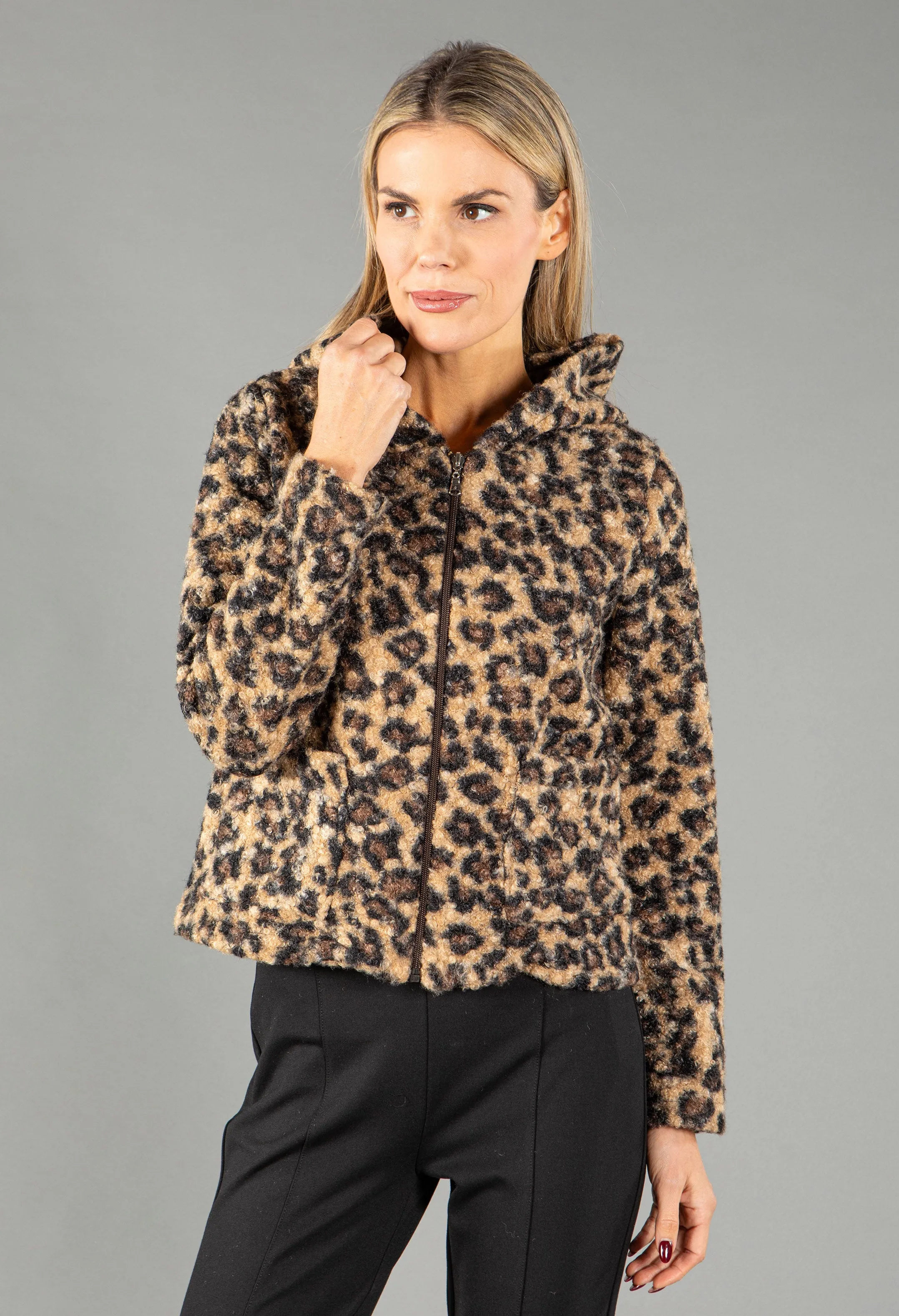 Leopard Print Hooded Jacket