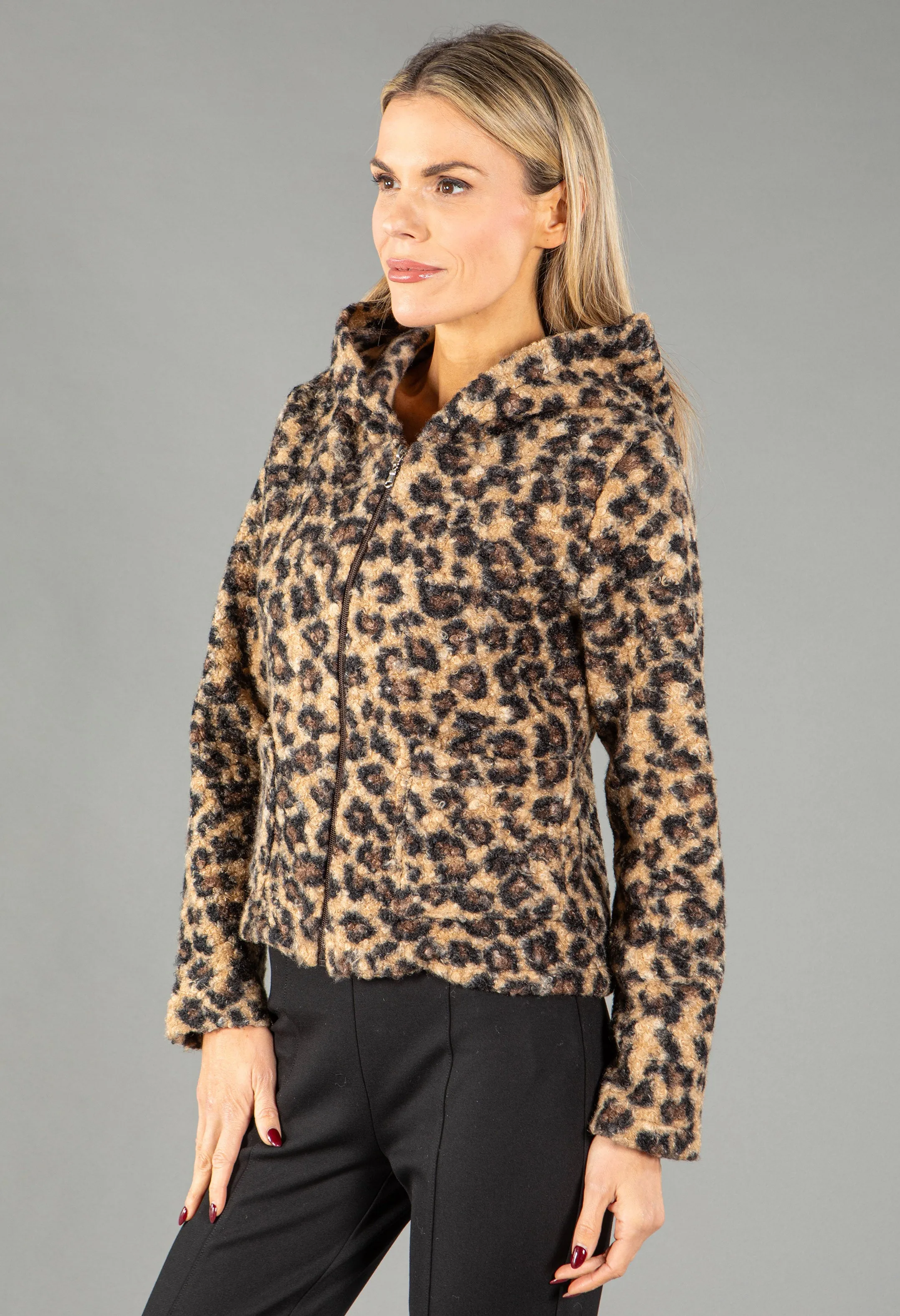 Leopard Print Hooded Jacket
