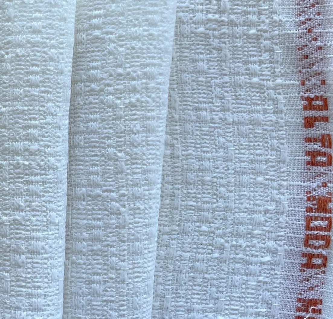 Light to Mid-Weight Dove White Selvedged Wool Bouclé (Made in Italy)