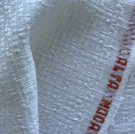 Light to Mid-Weight Dove White Selvedged Wool Bouclé (Made in Italy)