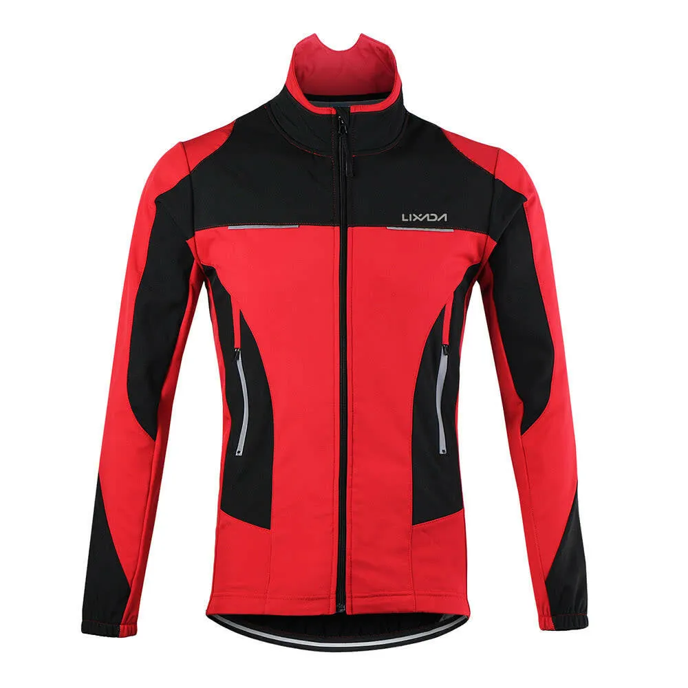 Lixada Men's Outdoor Cycling Jacket Winter Thermal Breathable Comfortable Long Sleeve Coat Water Resistant Riding Sportswear