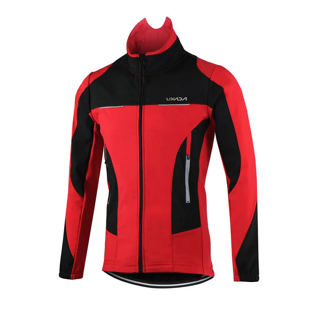 Lixada Men's Outdoor Cycling Jacket Winter Thermal Breathable Comfortable Long Sleeve Coat Water Resistant Riding Sportswear