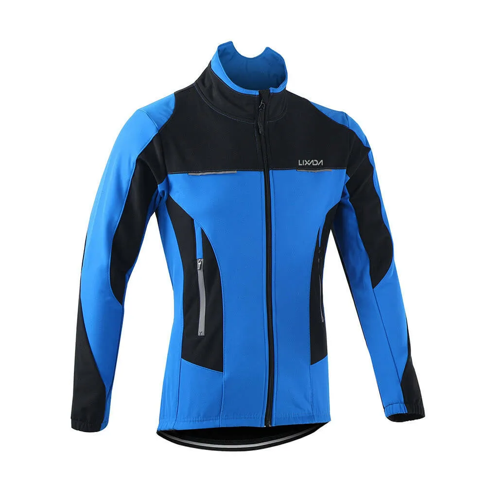 Lixada Men's Outdoor Cycling Jacket Winter Thermal Breathable Comfortable Long Sleeve Coat Water Resistant Riding Sportswear