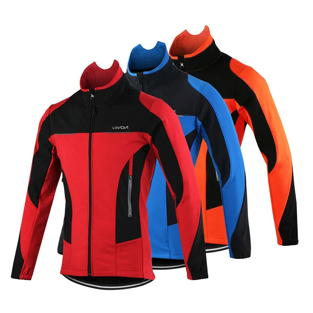 Lixada Men's Outdoor Cycling Jacket Winter Thermal Breathable Comfortable Long Sleeve Coat Water Resistant Riding Sportswear