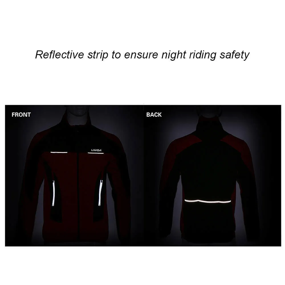Lixada Men's Outdoor Cycling Jacket Winter Thermal Breathable Comfortable Long Sleeve Coat Water Resistant Riding Sportswear