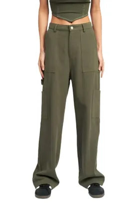 Low Waist Cargo Pants In Olive