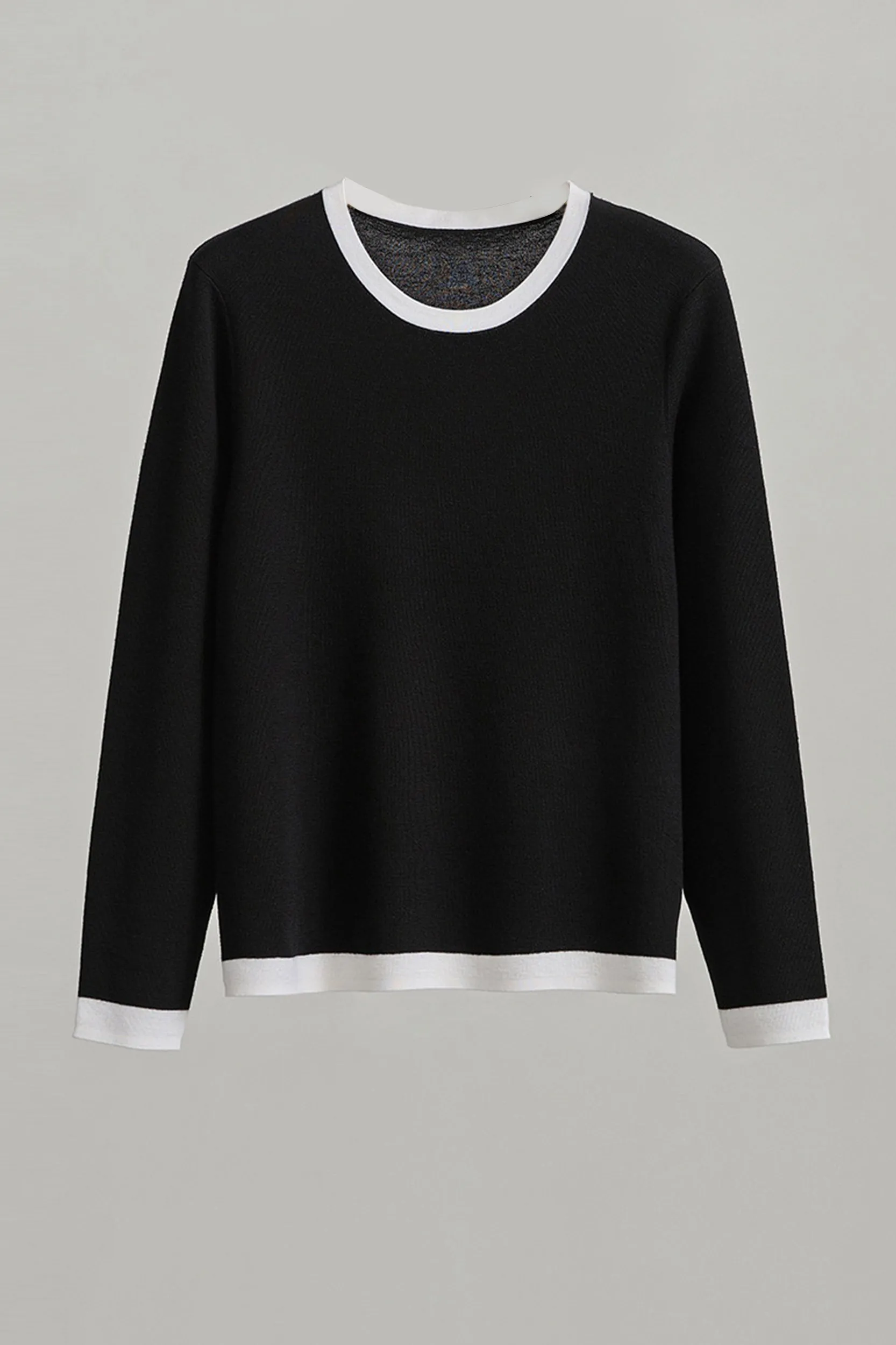 Luna Contrast Trim Merino Wool Knit Top