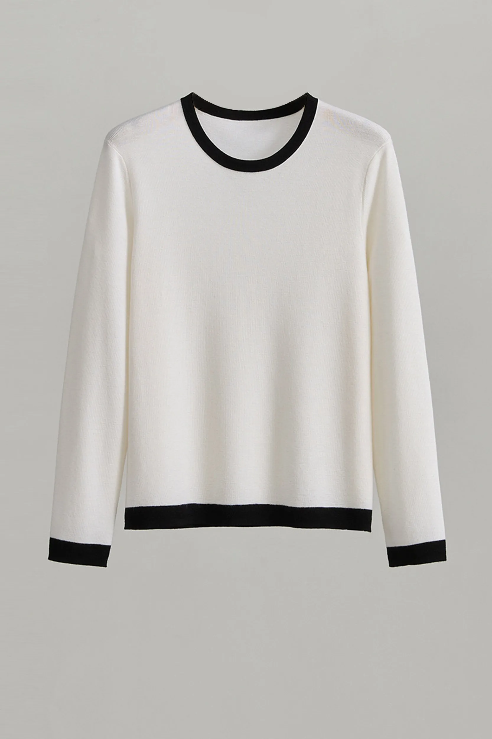 Luna Contrast Trim Merino Wool Knit Top