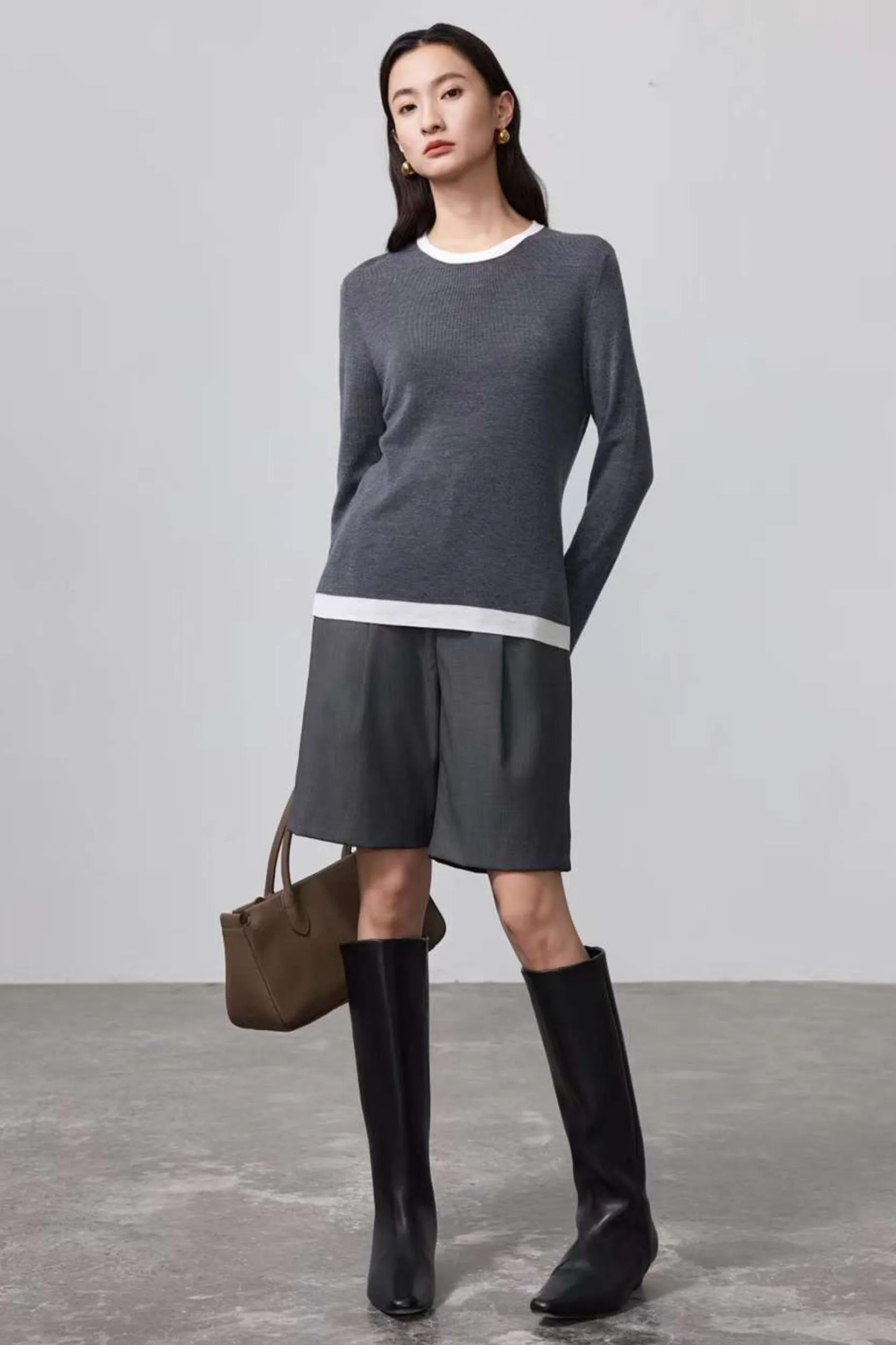 Luna Contrast Trim Merino Wool Knit Top